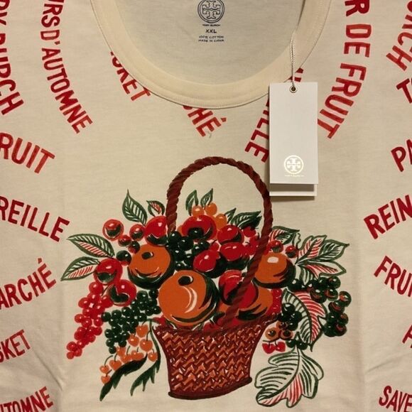NWT TORY BURCH FRUIT COTTON WOMAN T-shirts SIZE US XXL NEW WITH TAG - Picture 2 of 15